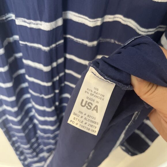 Fresh Produce Maxi Dress Large Tank Blue Striped USA Beach Casual Stretch - Picture 4 of 7